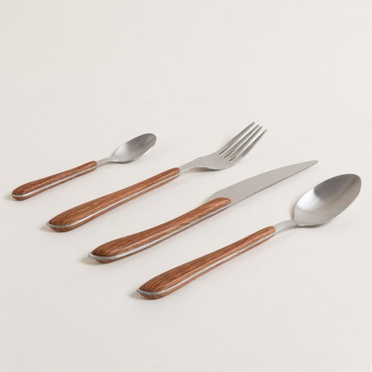 Cubiertos de acero inoxidable con mango de madera con descuento durante el hotsale 2025