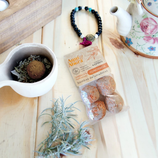 Bombas Defumadoras de Sándalo & Patchouli X4 - CONCIENCIA - Aqui y Ahora - 3 cuotas sin interes