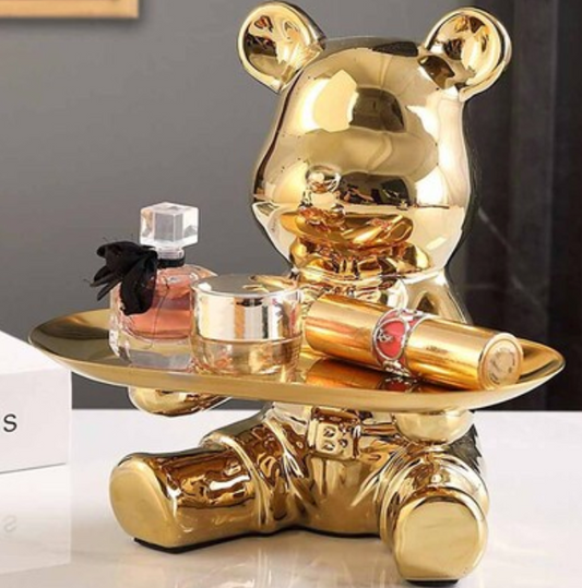 Bandeja Decorativa Osito Golden Luxe sentado - 3 cuotas sin interes