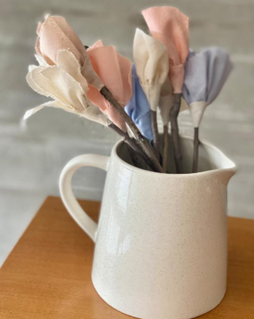 Linen Rustic Flower – Flores de lino decorativas vista lateral