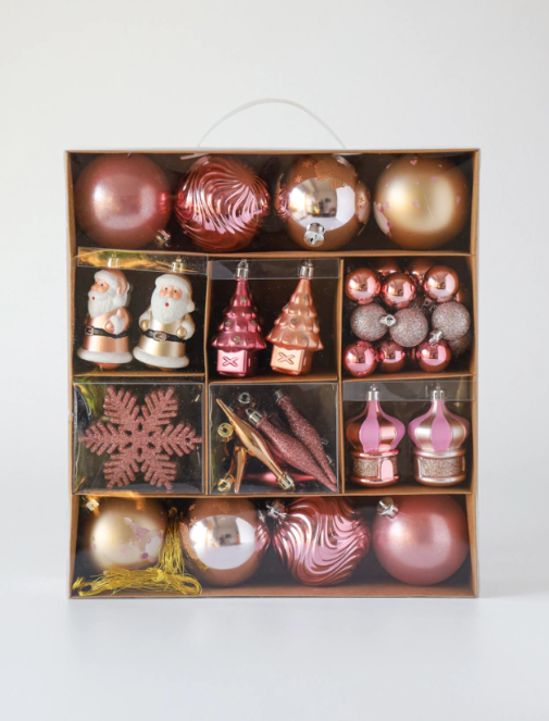 Set de navidad x80 unidades rosas - 3 cuotas sin interés