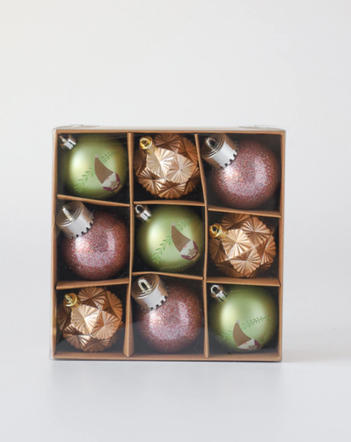 Set esferas navideñas x 9 unidades rosas y verdes - 3 cuotas sin interés