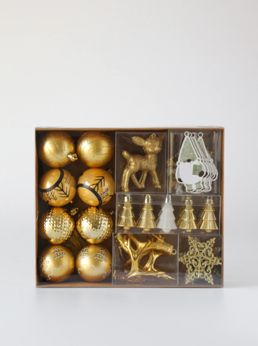 Set completo navidad x55 piezas doradas - 3 cuotas sin interés