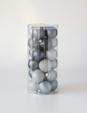 Set esferas navidad azul y plateado x24 - 3 cuotas sin interes