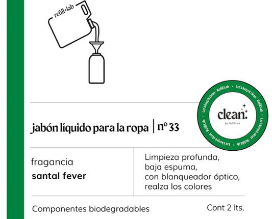 Jabón líquido para ropa Refill Lab 2 litros – Vista lateral del bidón | Tienda de Banquitos
