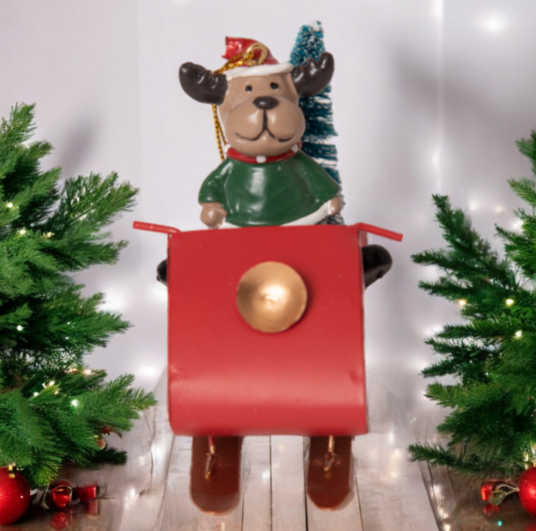 Adorno colgante trineo con reno - 3 cuotas sin interés