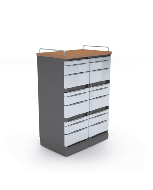 Sistema modular de guardado Carro 1932 con cajones, tapa superior y manijas, ideal para organización en oficinas.