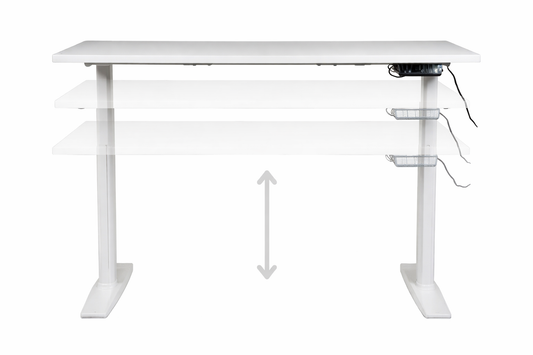 Mesa M1 eléctrica regulable en altura con sistema motorizado, ideal para oficinas y espacios laborales ergonómicos.