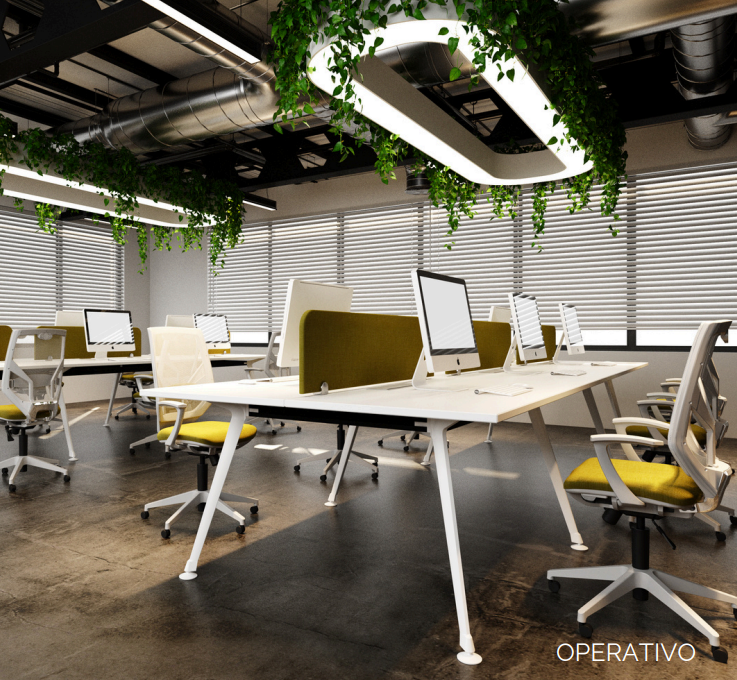 Mesa de oficina línea Avant en sala de reuniones, con diseño moderno y estructura elegante, ideal para uso gerencial, operativo o reuniones laborales.
