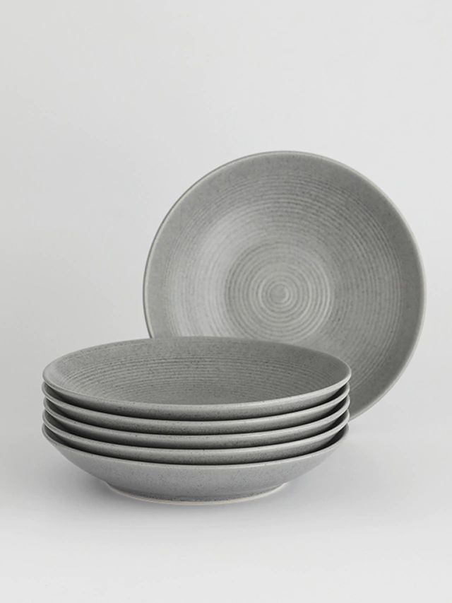 Plato hondo fushion gris de porcelana 6 unidades durante el HOTSALE 2025