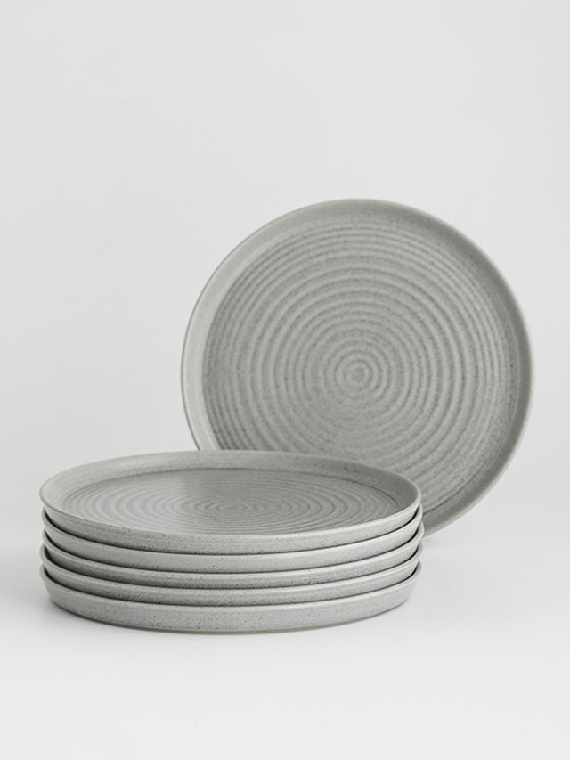 Plato postre redondo de porcelana color gris grey