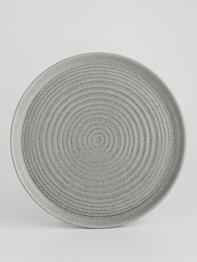 Plato postre redondo de porcelana color gris grey
