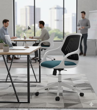 Silla operativa COLUMPUS con respaldo ventilado y asiento tapizado