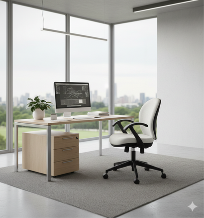 Silla operativa GALAXY tapizada con apoyabrazos y base con ruedas