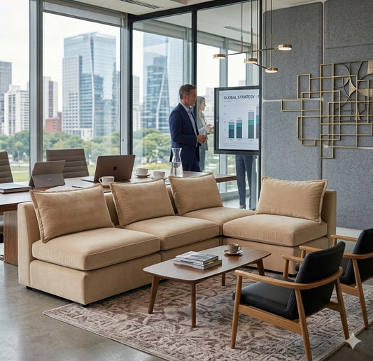 Sillón Thomas TDB en oficina ejecutiva, diseño moderno sin apoyabrazos, tapizado a elección