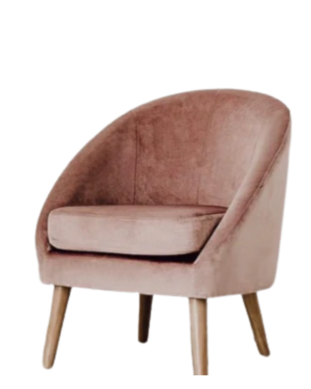 Sillón de un cuerpo modelo Paris en color claro, diseño curvo y base baja, ideal para espacios pequeños como dormitorio, sala de lectura o living moderno
