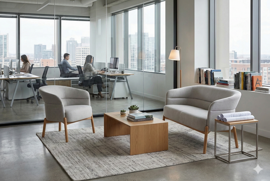 Soft Seating Wally TDB en entorno corporativo, diseño con patas de madera maciza