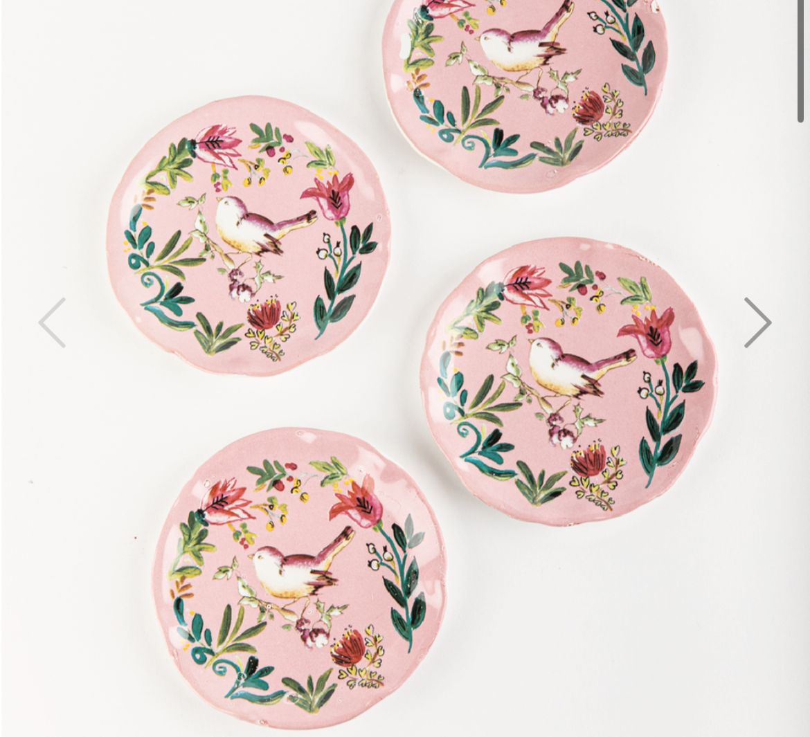 Plato de postre con diseño floral colorido - Set x4 - 3 cuotas sin interés