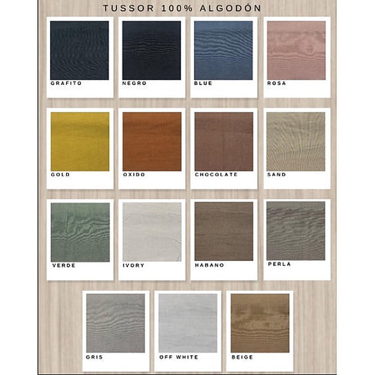 Muestrario de colores de tussor 100% algodón de Tienda de Banquitos: el color se elige en el selector de la ficha