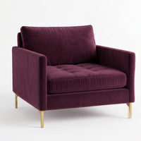 Sillón de un cuerpo Ristretto color Obispo en pana antimanchas importada, detalle textural en el asiento y patas doradas — con un toque elegante para destacar. Hecho a medida por Tienda de Banquitos.