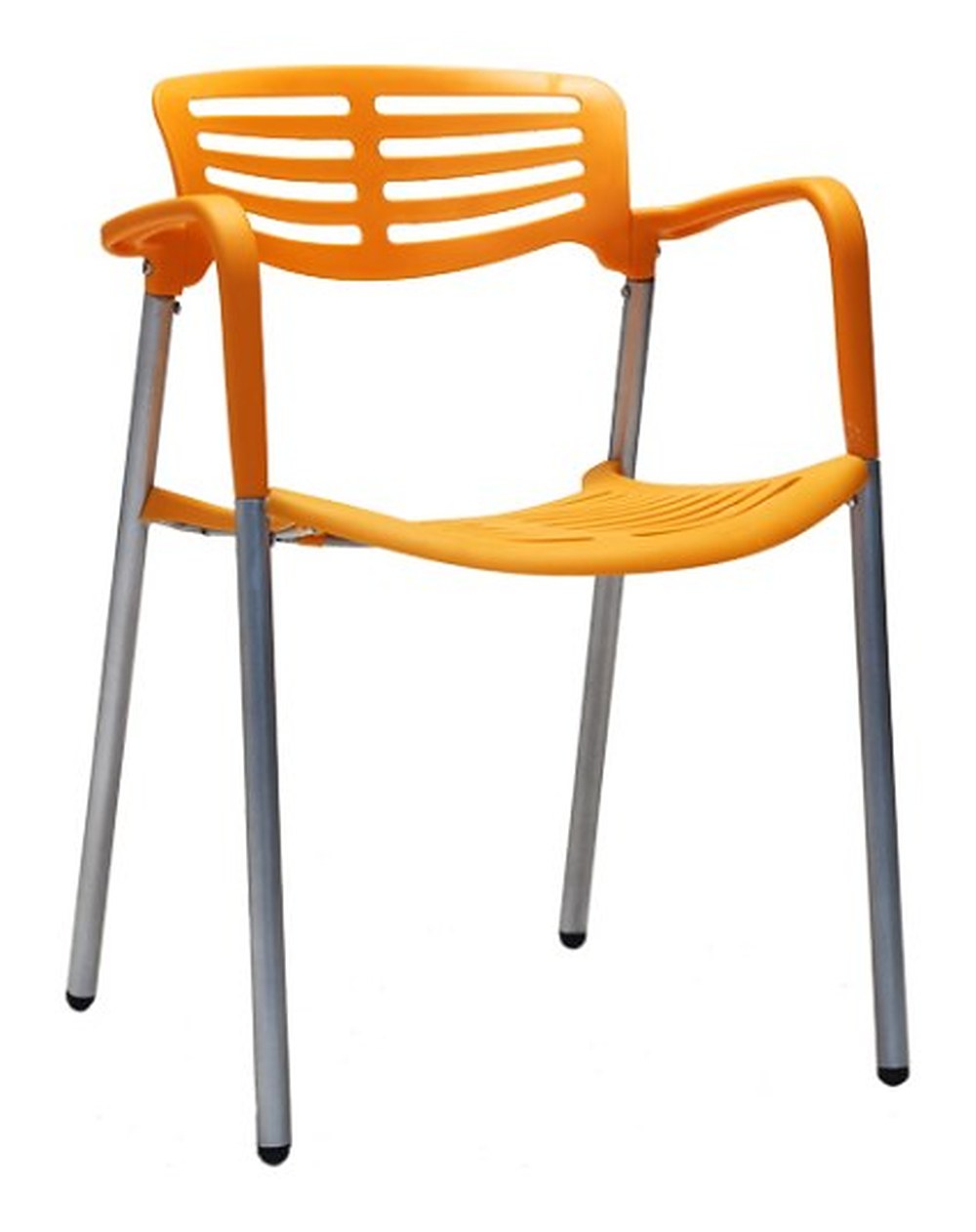 Silla plástica TLD de Archivos Activos naranja, con brazos y patas cromadas