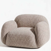 Sillón Cabsha de un cuerpo en boucle color Taupe, diseño curvo a medida - Tienda de Banquitos
