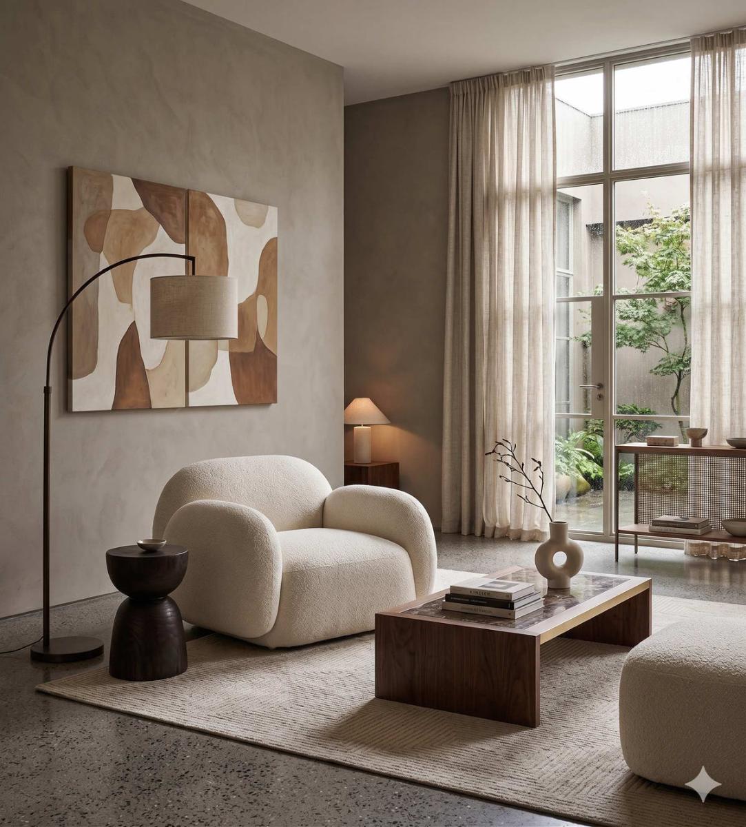 Sillón Cabsha en ambiente de living moderno, sillón de diseño para living - Tienda de Banquitos