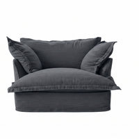 Sillón Comfy 1 cuerpo tapizado color gris grafito, diseño envolvente tipo nube con almohadones sueltos — Tienda de Banquitos