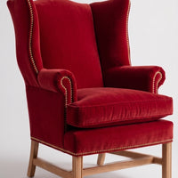 Sillón Flower tipo bergère de un cuerpo tapizado en rojo, Tienda de Banquitos