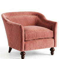 Sillón Grand Sofa 1 cuerpo color rosa en pana antimanchas importada, respaldo envolvente y patas de madera - Tienda de Banquitos