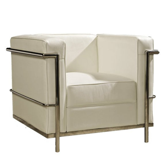 Sillón Le Corbusier de Archivos Activos blanco con marco cromado