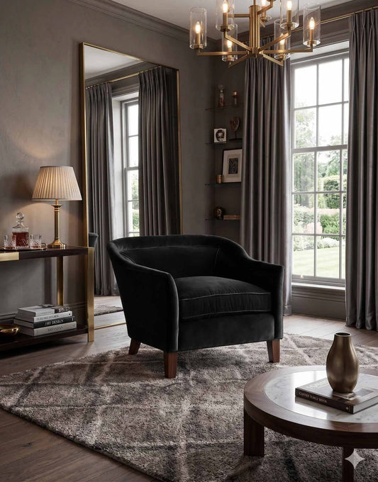 Sillón Grand Sofa 1 cuerpo tapizado a medida en ambiente de living, madera maciza y placa soft con memoria.