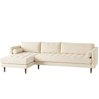 Sillón esquinero Bambú tapizado en crudo – diseño natural con madera maciza a la vista