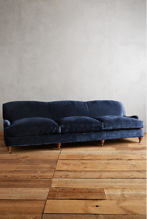 Sillón de tres cuerpos estilo vintage color azul oscuro