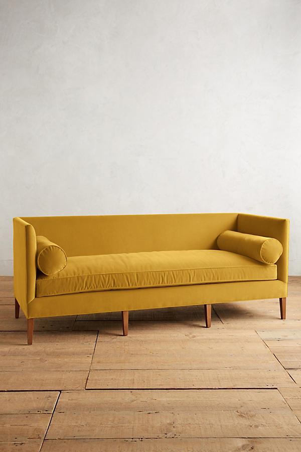 Sillón de dos cuerpos estilo moderno color mostaza