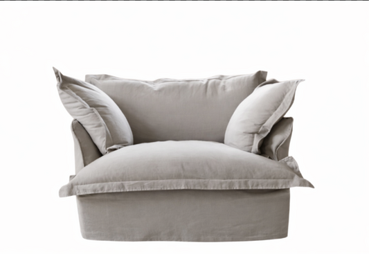 Sillón Comfy de un cuerpo de Tienda de Banquitos — tapizado en panamá importado con funda de tussor 100% algodón lavable