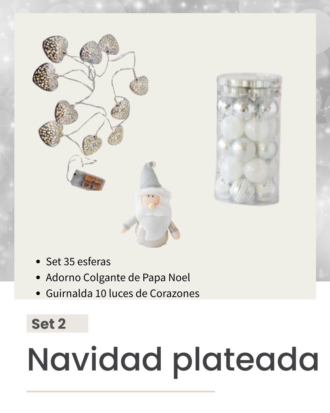 COLECCIÓN CYBERMONDAY - COMBO 2 - Navidad Plateada - 6 cuotas sin interés