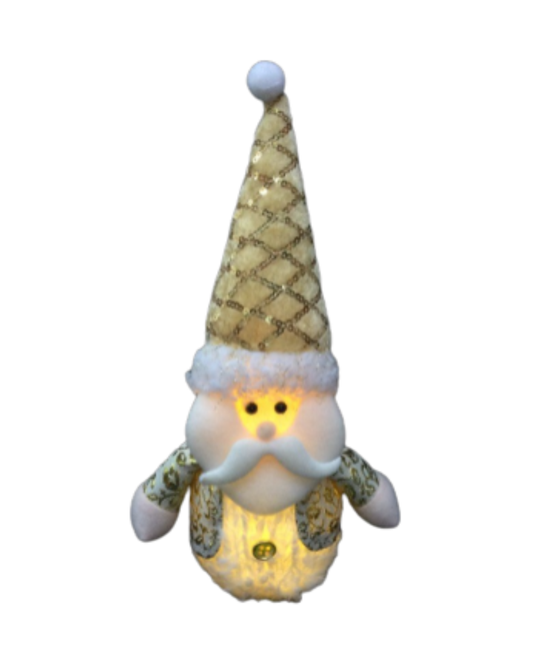 COLECCIÓN 2025 - Papa Noel de apoyo dorado con Luz LED - 3 cuotas sin interés