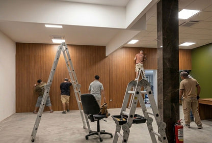 Proceso de instalación de revestimiento de paredes en el Banco del Chaco