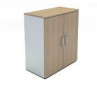 Biblioteca cerrada Tirador Tradicional con puertas de madera y tiradores metálicos, ideal para guardado en oficinas.