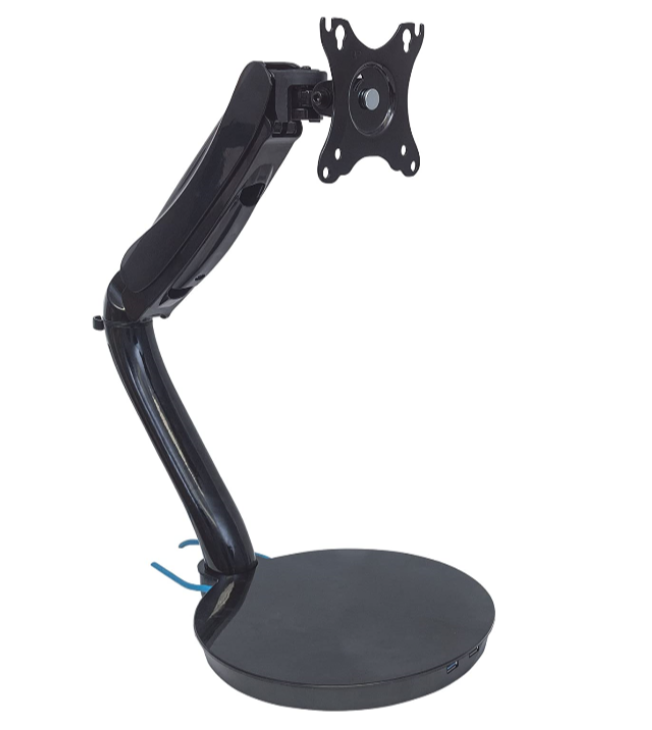Brazo soporte articulado para monitor plano con base plato, ideal para escritorio