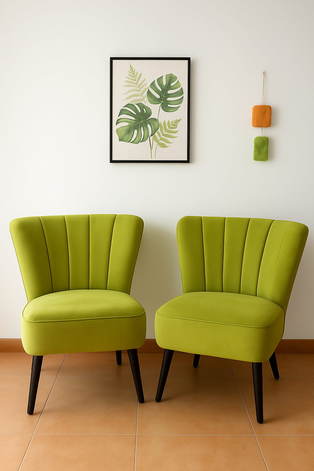 Butacas individuales tapizadas en tela verde, con diseño contemporáneo y estructura sólida. Sus tonos vibrantes aportan un toque de frescura y color a cualquier espacio, creando un contraste armónico con muebles neutros como sillones grises. Perfectas para salones o áreas de lectura que buscan un punto focal llamativo y acogedor.