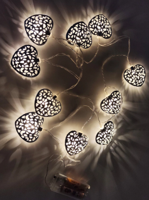 Guirnalda 10 Luces Corazones - 3 cuotas sin interés