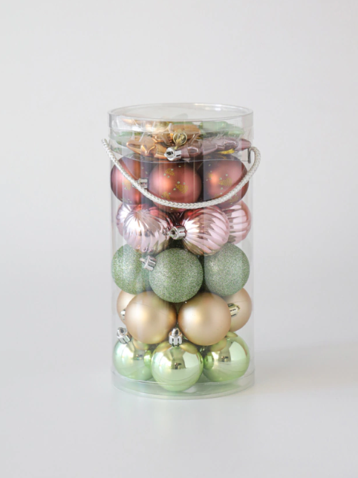 Set esferas x 35 Rosas y Verdes - 3 cuotas sin interés