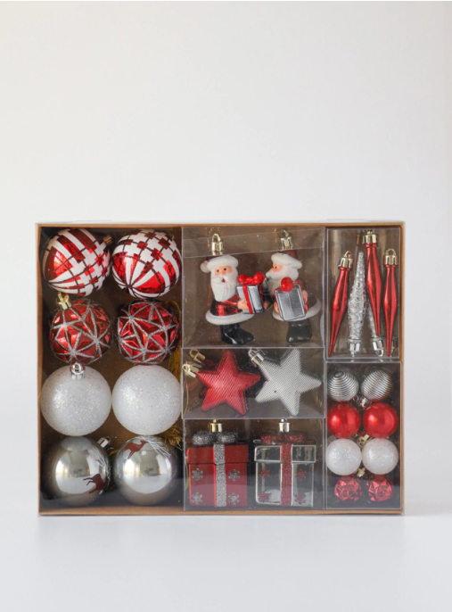 Set de navidad x40 unidades rojas y blancas - 3 cuotas sin interés