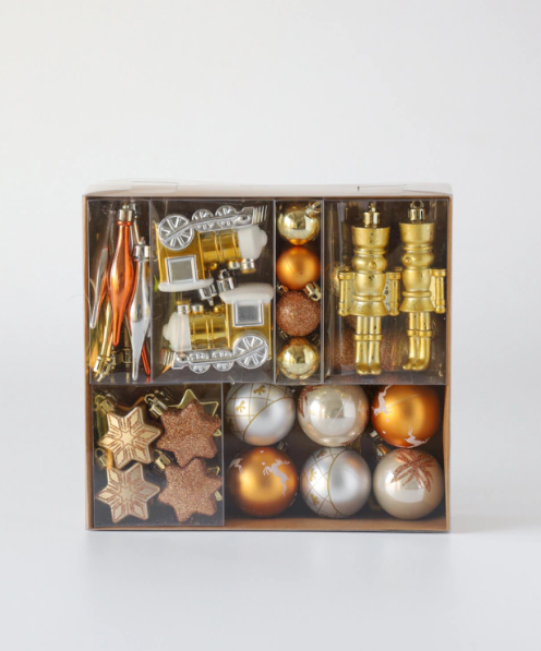 Set completo navidad x48 piezas cobre y dorado - 3 cuotas sin interés