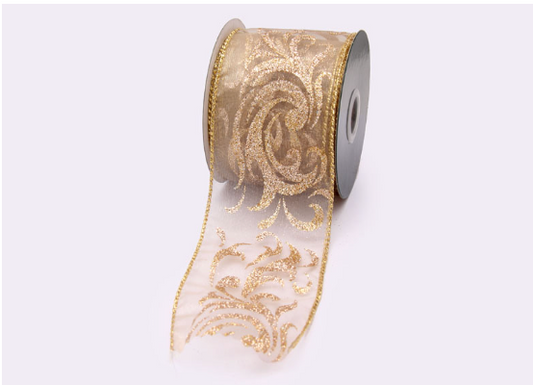 Guirnalda dorado con ramas / Cinta para moños - 3 cuotas sin interes