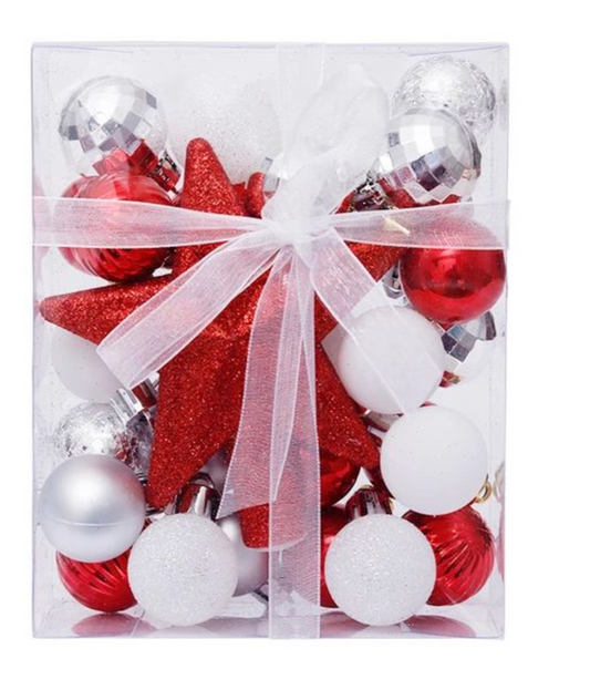 Set mini esferas x 30 Rojo y Plateado - 3 cuotas sin interes