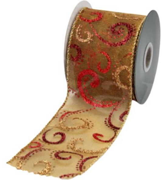 Guirnalda Roja y dorada / Cinta para moños - 3 cuotas sin interes