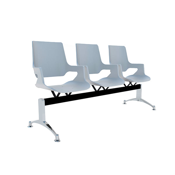 Tandem Cosmos de tres asientos plásticos con estructura metálica, ideal para salas de espera en entornos laborales modernos.